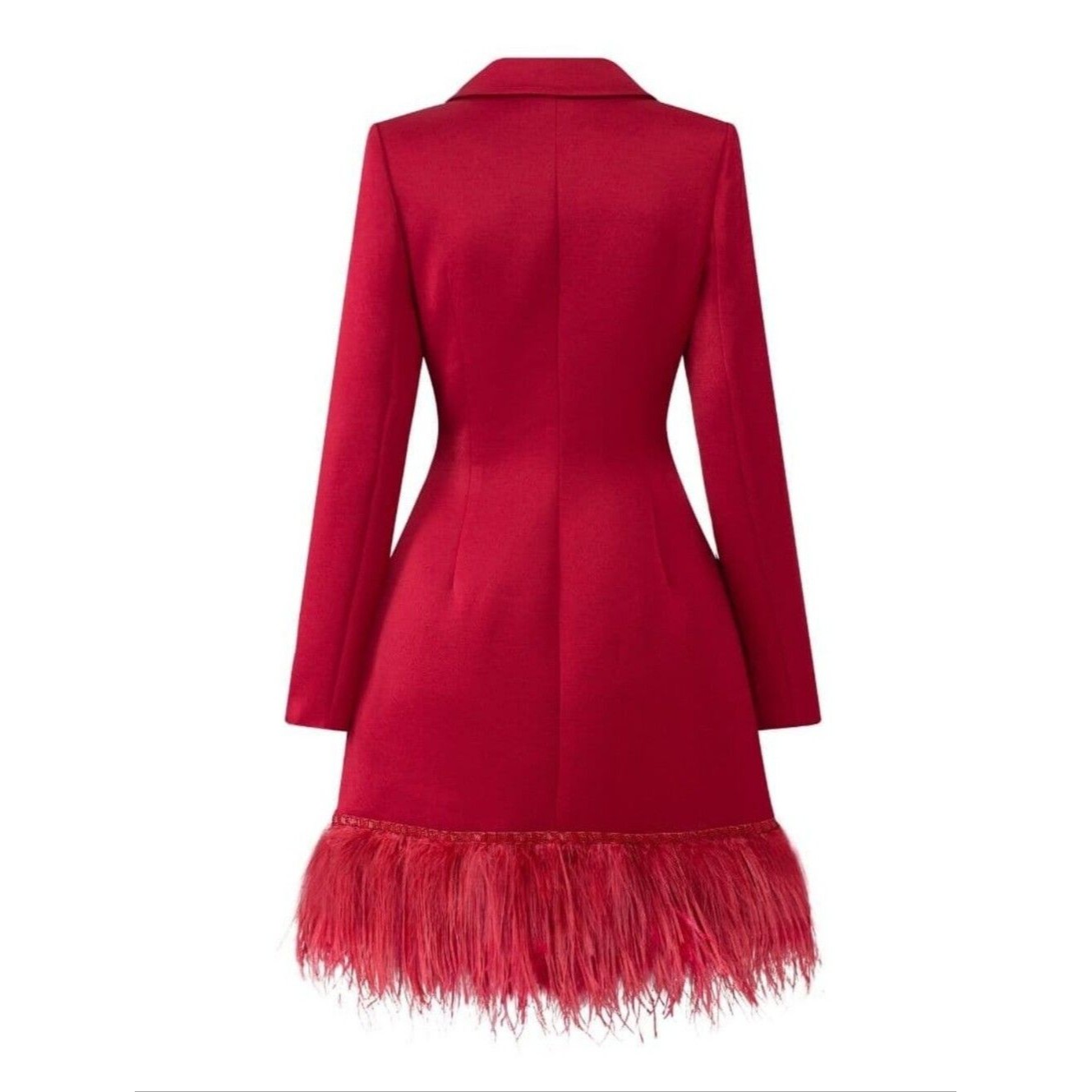 Nwt 21six Red Rosa Taffeta Feather Blazer Dress Size Xl — image 3 of 8